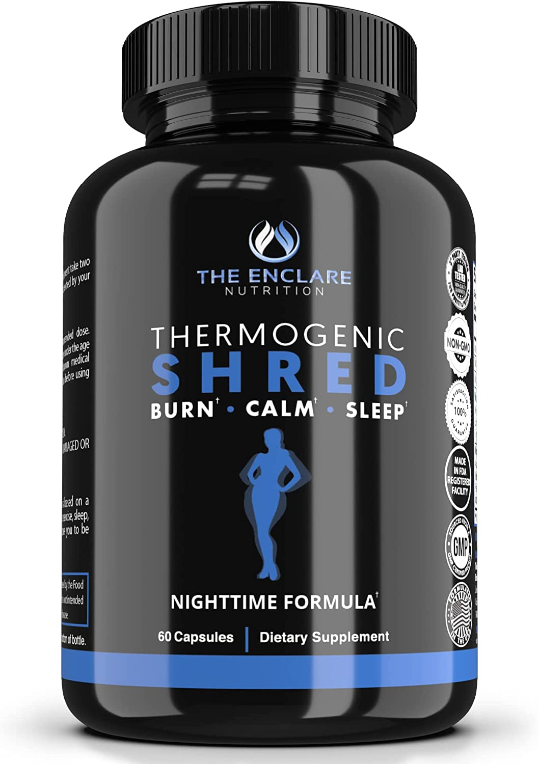 Thermogenic Shred - Fat Burner Sleep Aid Diet Pills, Appetite Suppressant for Weight Loss for Women & Men, Metabolism Booster, CLA, Ashwagandha, Melatonin, L Theanine, L Carnitine, Niacin (1)