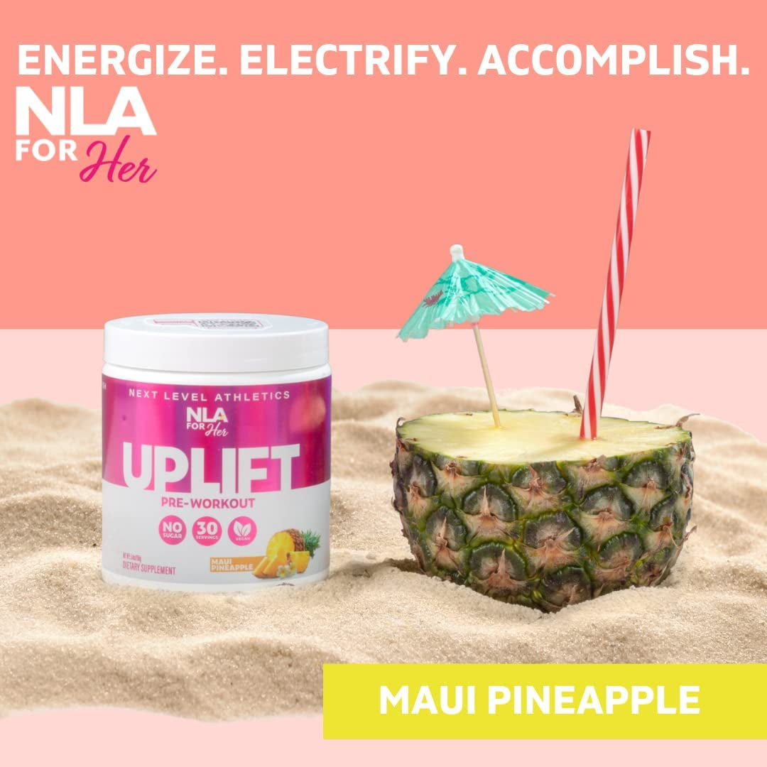 Uplift Pre-Workout for Women (30 Servings) -Maui Pineapple -Provides Clean/Sustained Energy, Supports Athletic Performance, Fast Twitch Muscle Fiber Activation Endurance (Caffeine, Vegan, GF, 15 Cals)