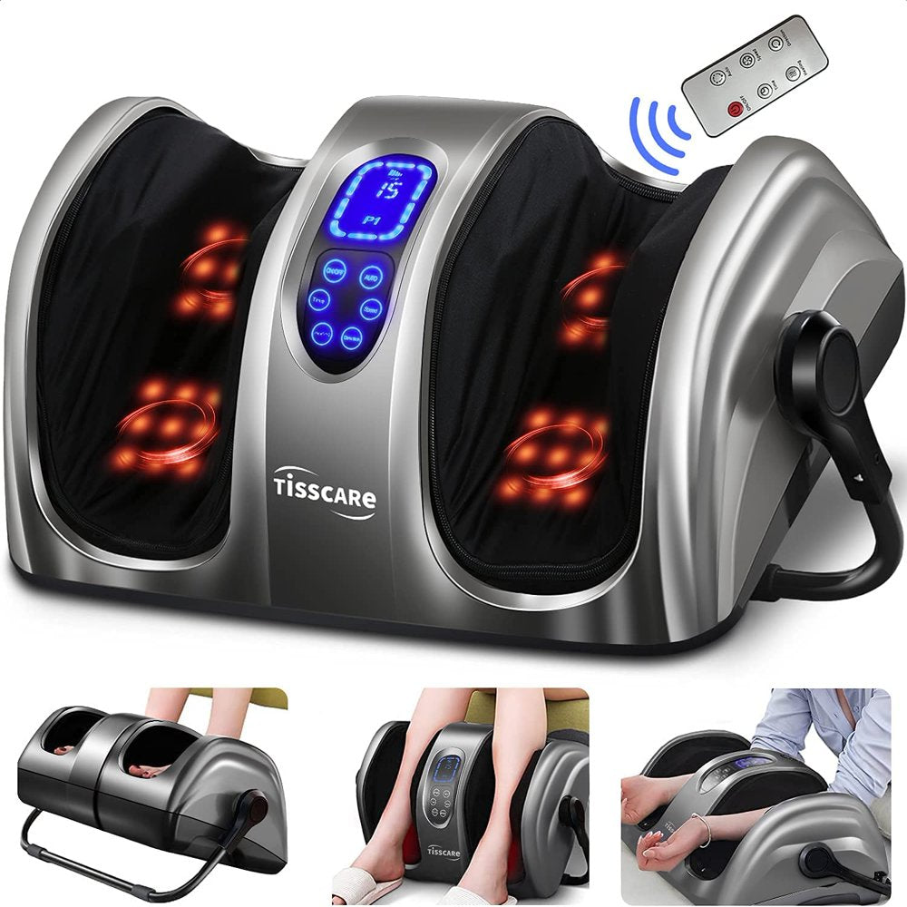 Used-Tissacre Foot Massager for Circulation and Pain Relief, Foot Massage Mchine for Neuropathy , Plantar Fasciitis Relief, Heat Therapy, Deep Kneading Shiatsu Massager with Remote