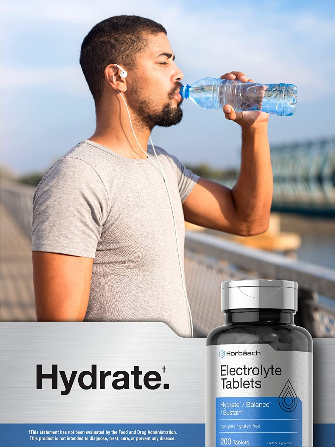 Electrolyte Tablets | 200 Count | Vegetarian | Keto-Friendly | Non-Gmo, and Gluten Free Hydration Supplement | by Horbaach