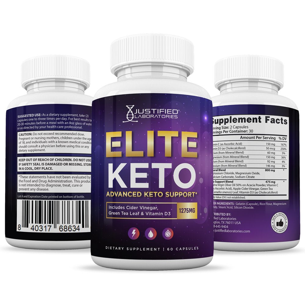 (3 Pack) Elite Keto ACV Pills 1275Mg Dietary Supplement 180 Capsules