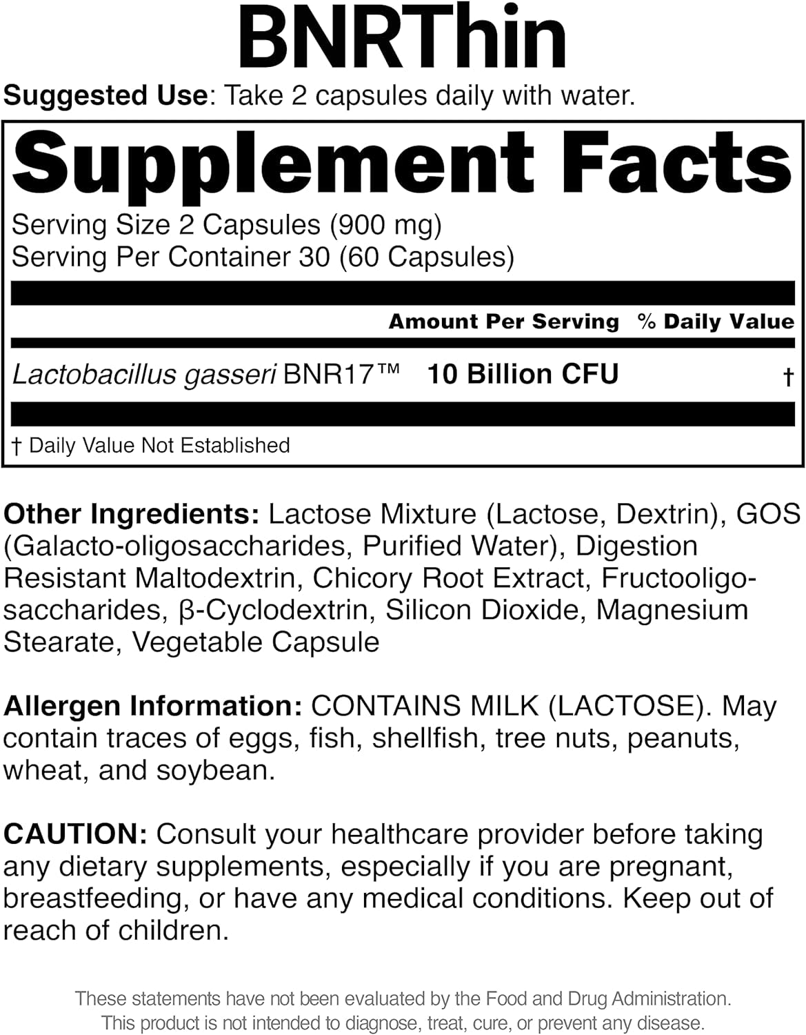 Acebiome Bnrthin Probiotic, Weight Management, Lactobacillus Gasseri BNR17, 10 Billion CFU Guaranteed, Digestive Health, 60 Capsules X6Packs