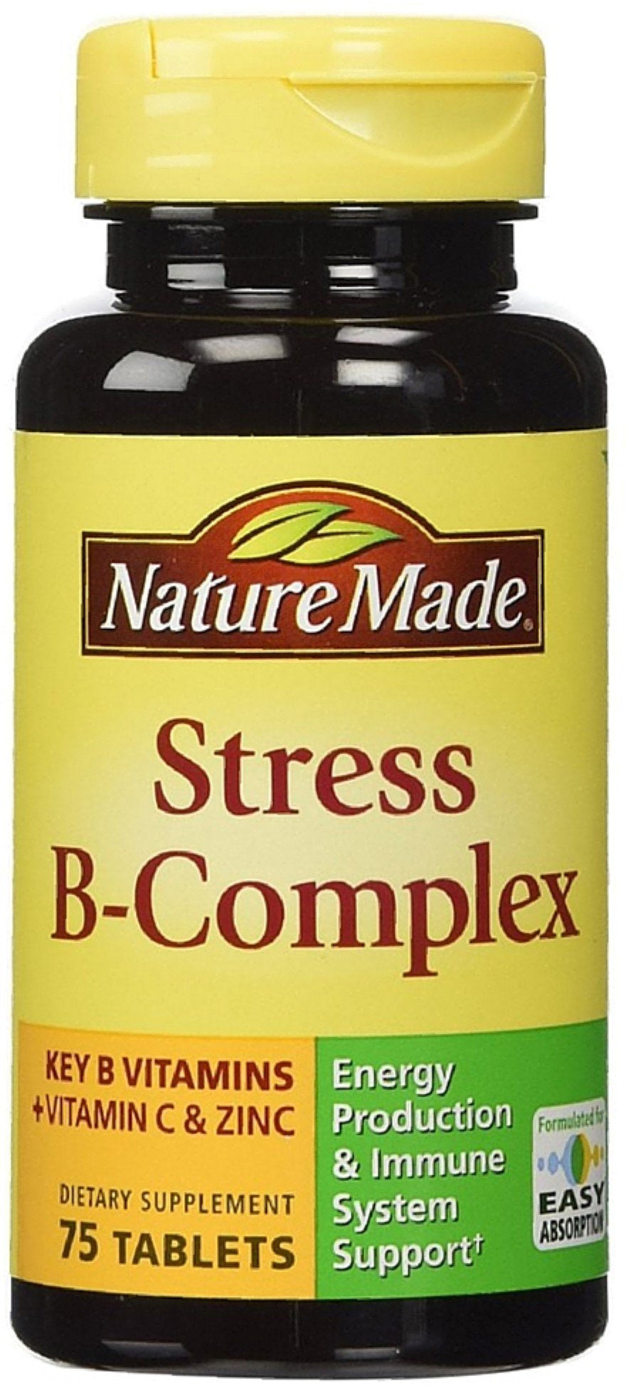 Nature Made Stress B-Complex Dietary Supplement Tablets with Vitamin C & Zinc 75 Ea (Pack of 3)