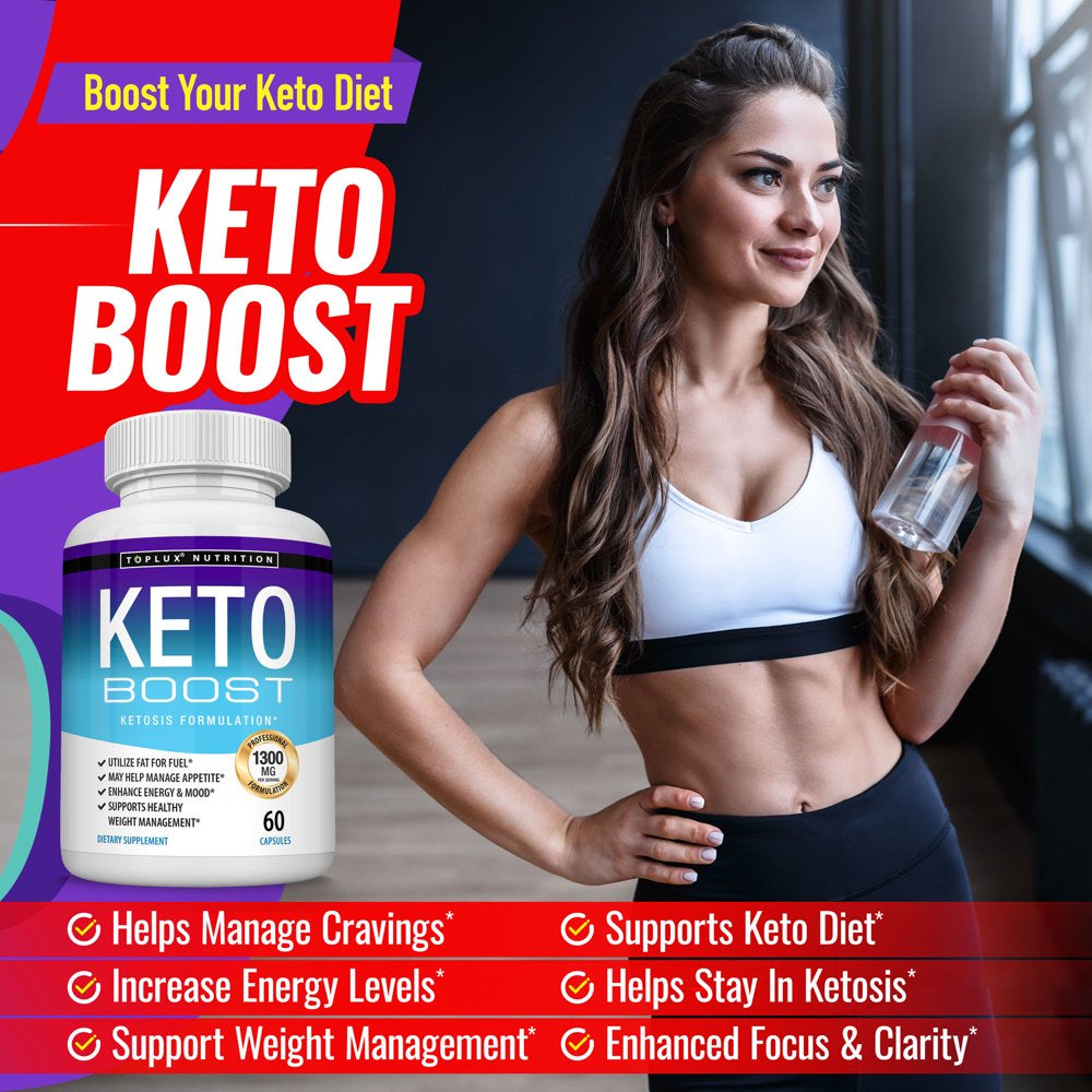 Toplux Keto Boost 1300Mg Keto Diet Pills Ketosis Supplement Support Energy & Focus, Raspberry Ketones 60 Caspules 2X Pack