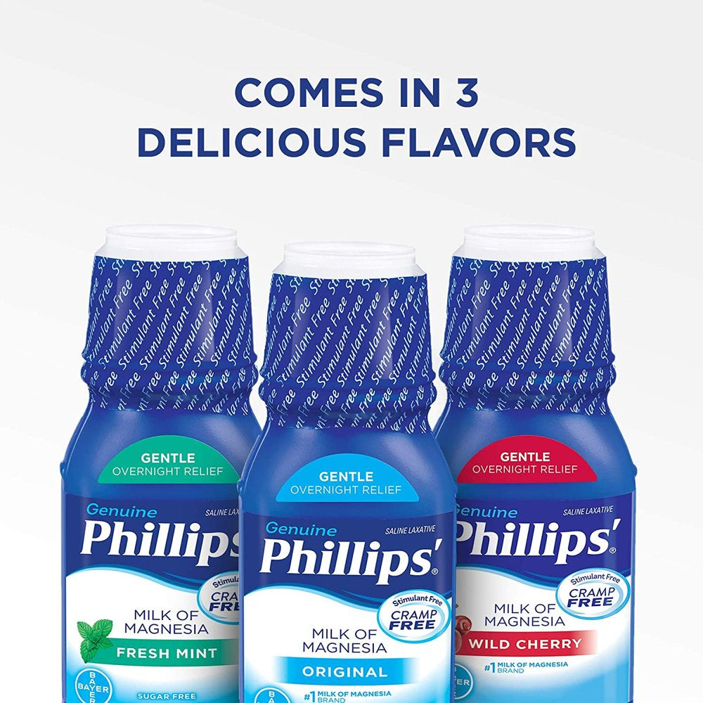 Phillip'S Genuine Milk of Magnesia Saline Laxative Sugar Free, 12Oz, 5-Pack