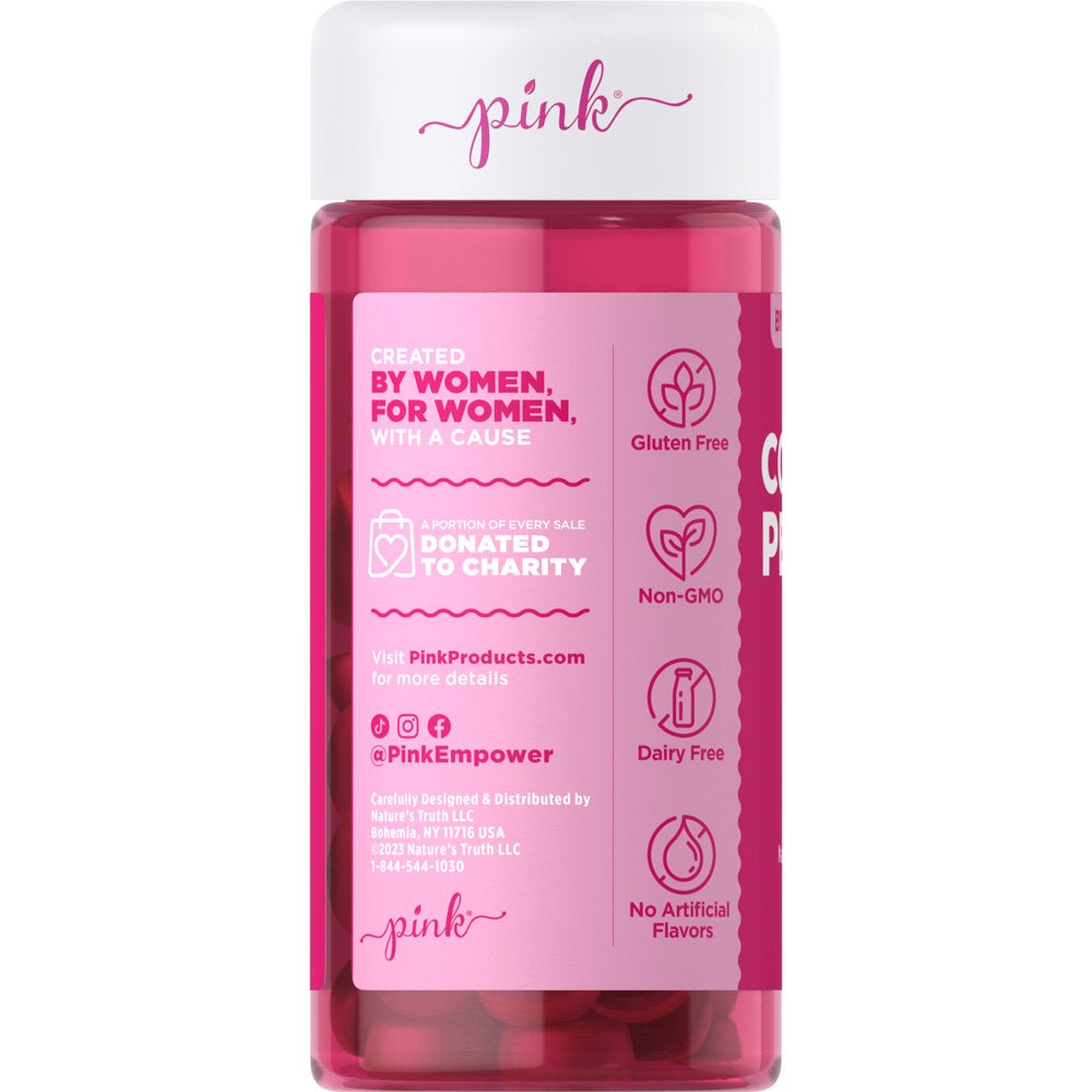 Pink Collagen Beauty Gummies, Strawberry Flavor, Dietary Supplement, 60 Gummies