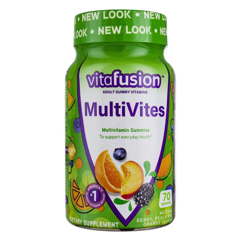 Vitafusion Multivites Complete Multivitamin Gummies, Berry/Peach/Orange, 70 Ct
