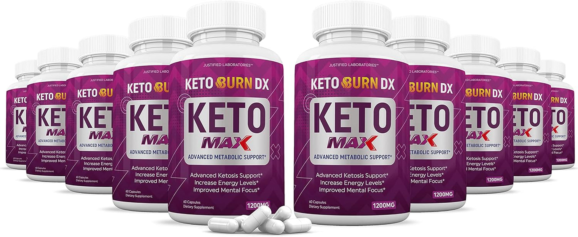 (10 Pack) Keto Burn DX Max Pills 1200MG Includes Includes Apple Cider Vinegar Gobhb Exogenous Ketones Advanced Ketosis Support for Men Women 600 Capsules