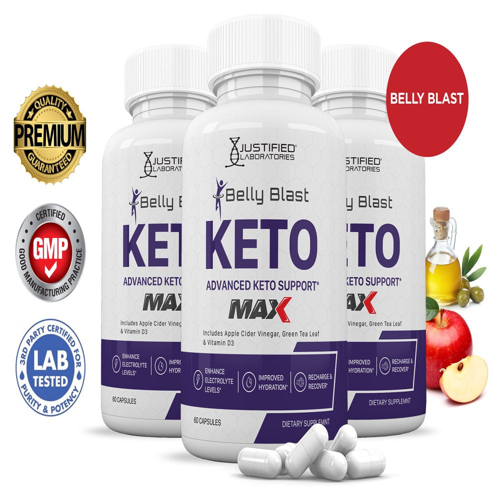 (3 Pack) Belly Blast Keto ACV MAX Pills 1675Mg Alternative to Gummies Dietary Supplement 180 Capsules