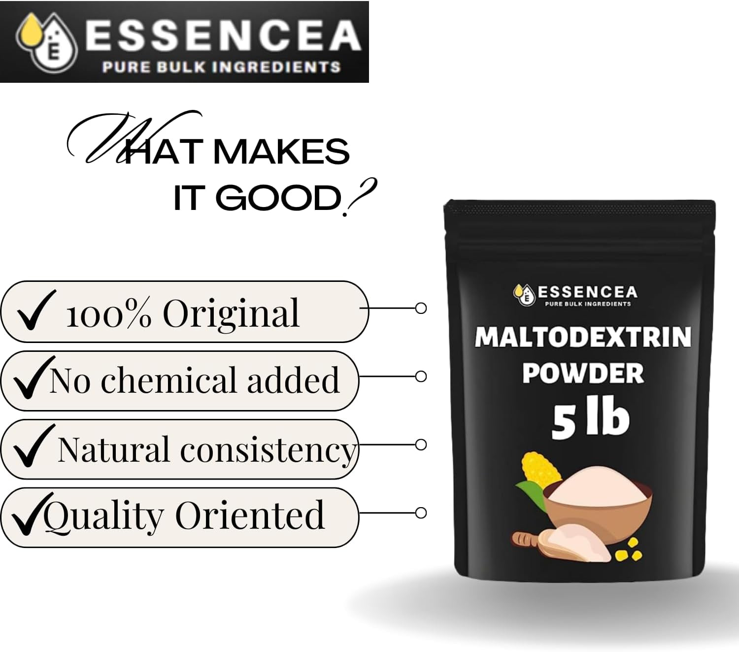 Maltodextrin Powder 5Lb Pure Bulk Ingredients | Carbohydrate Powder - Intra Workout Supplement - Carb Powder Supplement - Workout Powder Bulk Bag (80 Ounces)