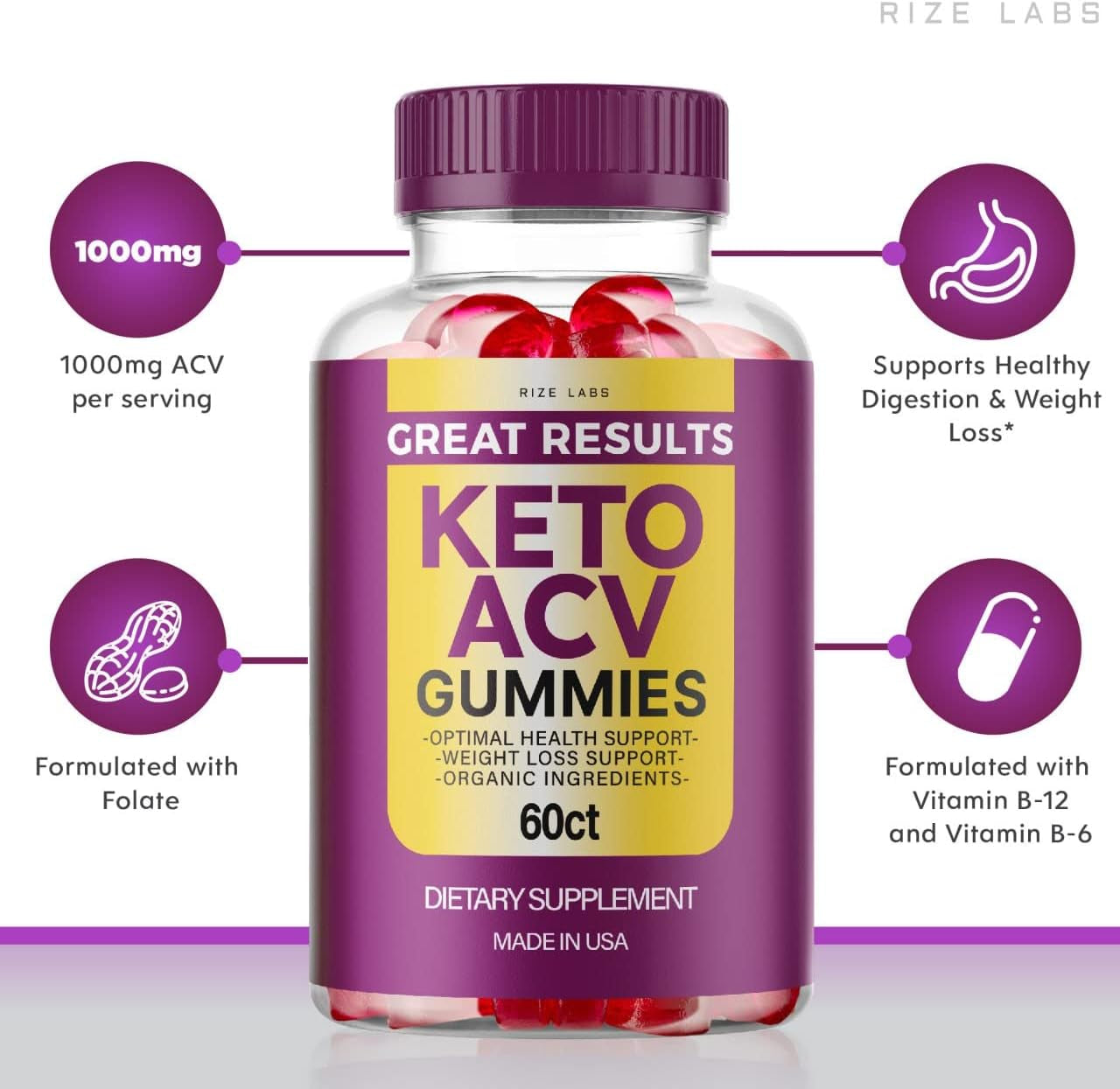 (2 Pack) Great Results Keto ACV Gummies Great Results Apple Cider Vinegar Advanced Gummies (120 Gummies)