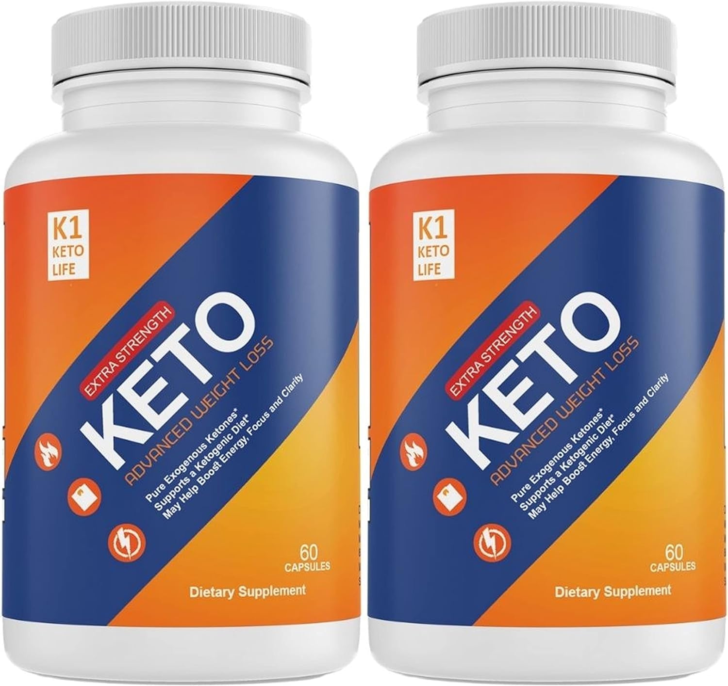 (Official) K1 Keto Life, Advanced Formula 1300Mg, Made in the USA, (2 Bottle Pack), 60 Day Supply