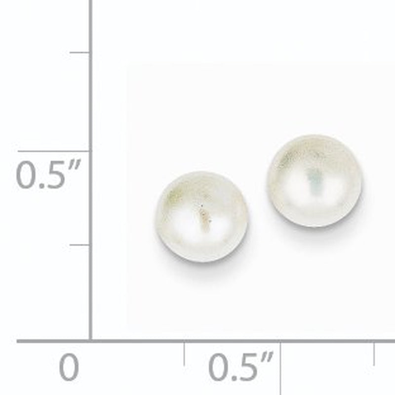 14K 6-7Mm White Button Freshwater Cultured Pearl Stud Post Earrings X60BW