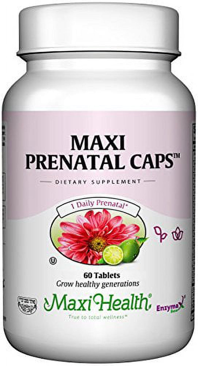 Maxi Health Prenatal Caps Multivitamins with Biotin and Iron One a Day, 60 Count