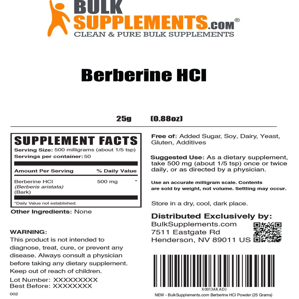 Bulksupplements.Com Berberine Hcl Powder - Berberine 500Mg - Digestive Enzymes - Gallbladder Supplements - Digestive Support (25 Grams - 0.88 Oz)