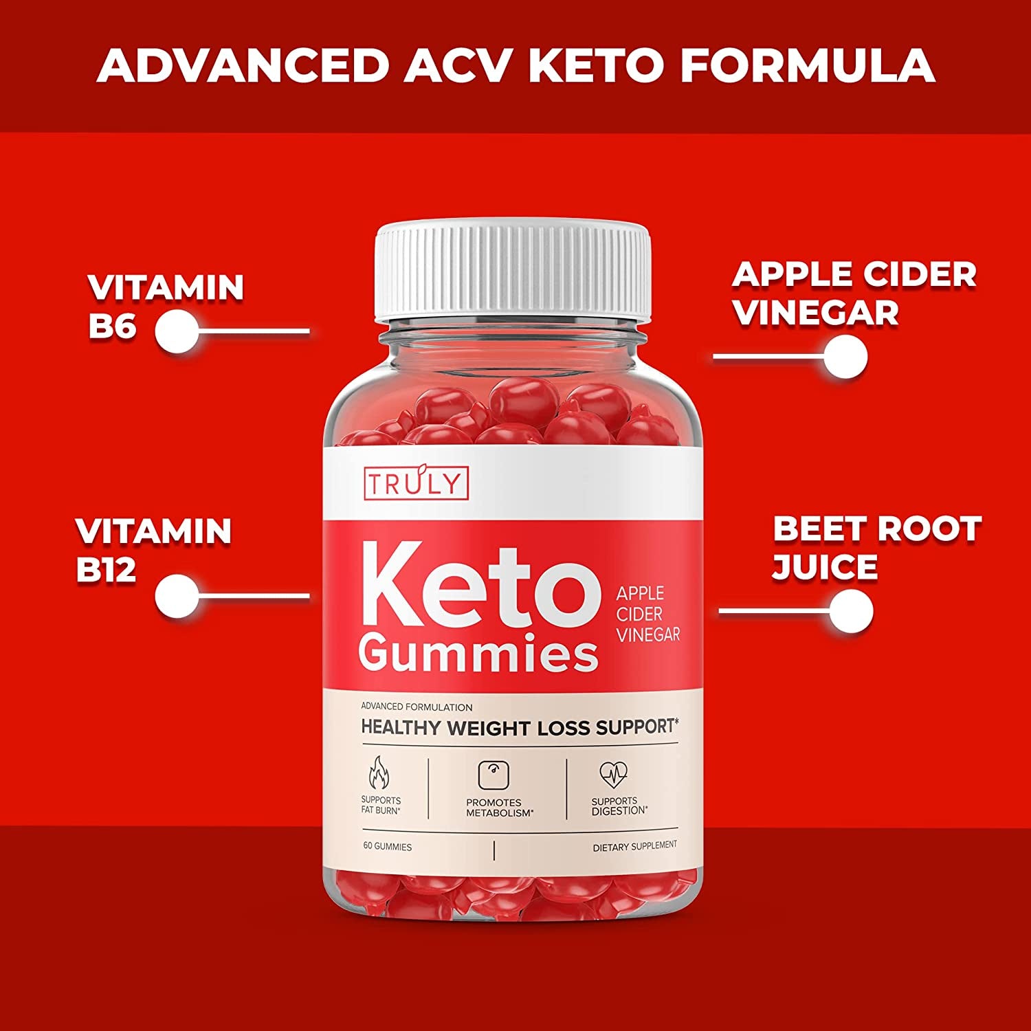 Vitaking (5 Pack) Truly Keto Gummies, Truly ACV Gummies, Truly Keto ACV Gummies, Truly ACV Keto Gummy S Gummie Improved (300 Gummies)