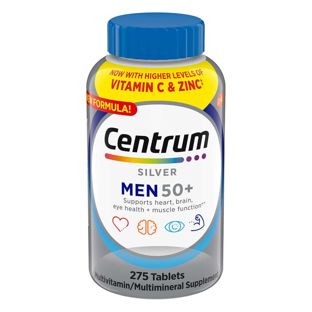Centrum Silver Multivitamin for Men 50 Plus, Multivitamin/Multimineral Supplement with Vitamin D3, B Vitamins and Zinc - 275 Count