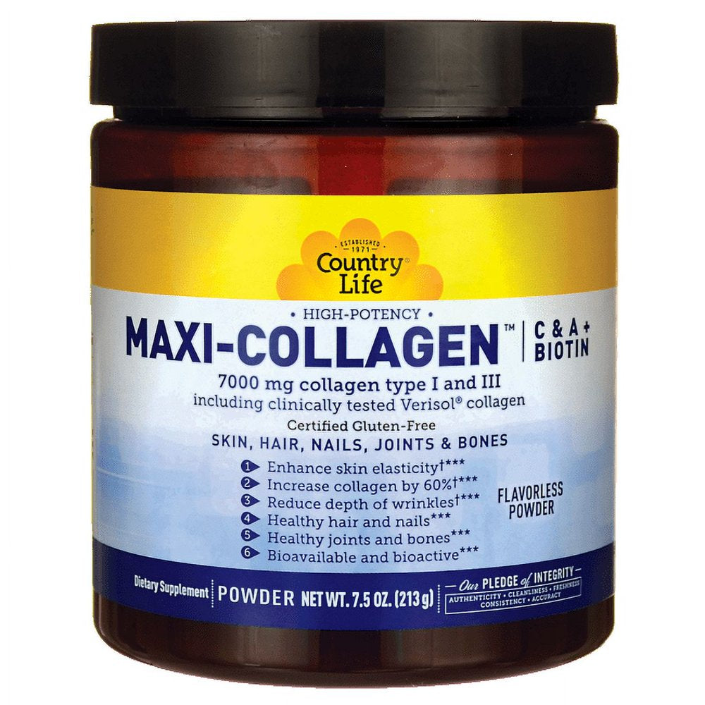 Country Life Maxi-Collagen C & a + Biotin - Flavorless 7.5 Oz Pwdr