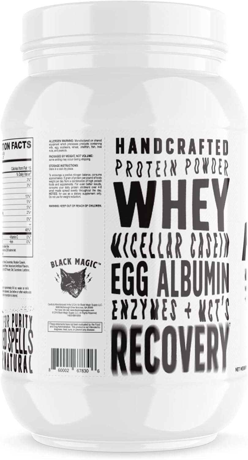 Magician Black Magic Multi-Source Protein - Whey, Egg, Casein Complex with Enzymes & Mct'S - Keto, Low Sugar - Pre/Post Workout - Blueberry Muffin Flavor - 24G Protein - 2 LB