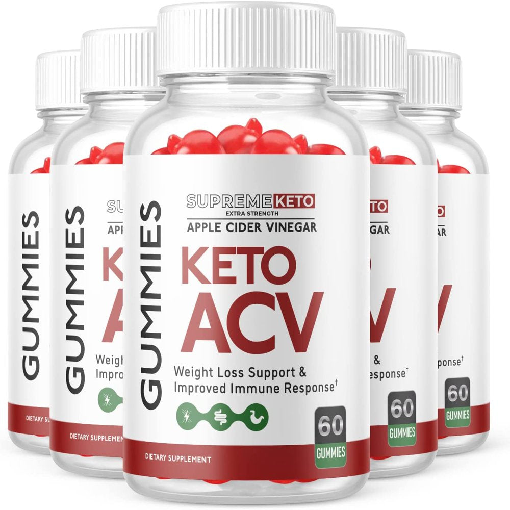 (5 Pack) Supreme Keto ACV Gummies - Energy & Focus Boosting Dietary Supplements for Weight Management & Metabolism - Fat Burn - 300 Gummies