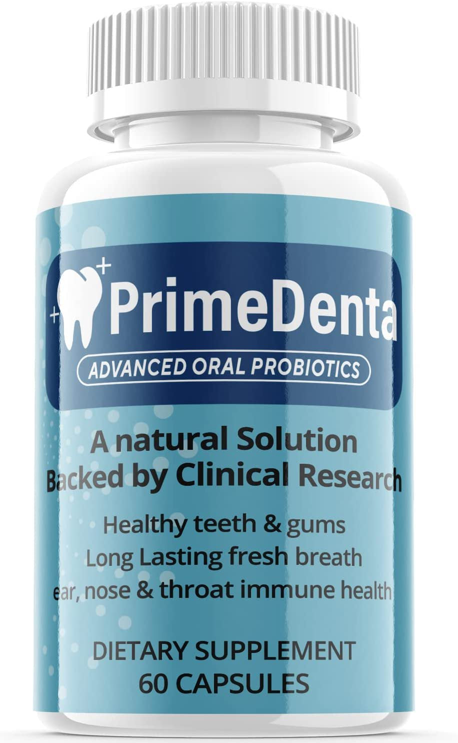 (1 Pack) Prime Denta - Advanced Oral Probiotics Formula for Healthy Teeth and Gums, Fresh Breath, Ear, Nose, Throat, and Immune Health Supplement - 60 Capsules