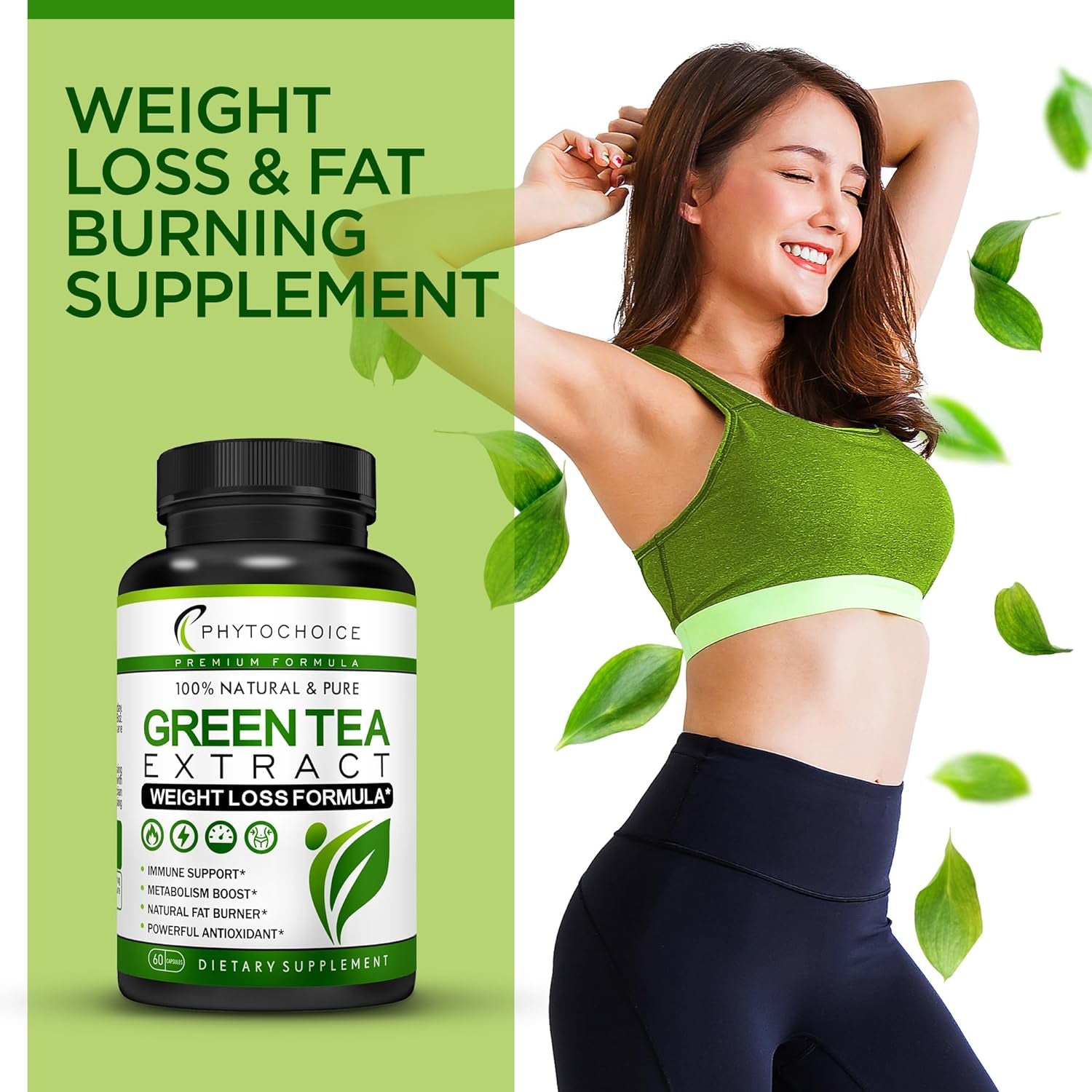 Green Tea Extract-Natural Appetite Suppressant for Weight Loss for Women and Men-Green Tea Fat Burner Pills-Diet Pills That Work to Help Lose Weight Fast -Stomach Belly Fat Burning Capsules