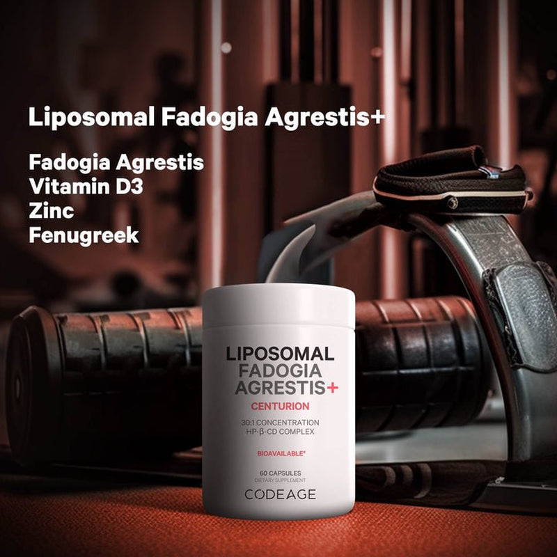 Codeage Liposomal Fadogia Agrestis, HP-?-CD Complex, Vitamin D3 Zinc Fenugreek Black Pepper, 60 Ct