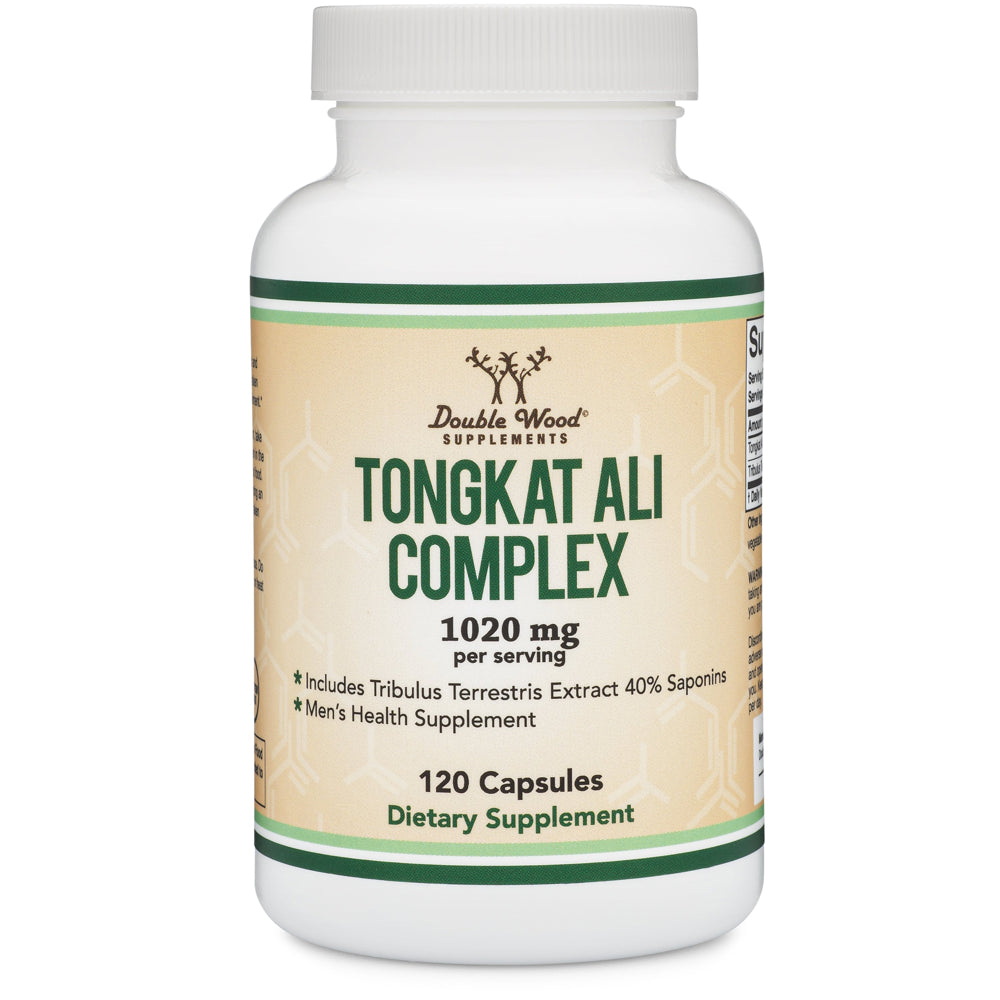 Tongkat Ali Extract 200 to 1 (Longjack) Eurycoma Longifolia, 1020Mg per Serving, 120 Capsules - Natural Testosterone Supplement and Libido Booster, with 20Mg Tribulus Terrestris by Double Wood