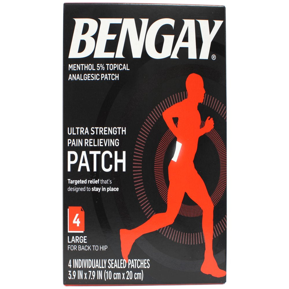 2 Pack - Bengay Ultra Strength, Pain Relieving Patch, Large Size, 4 Count Each