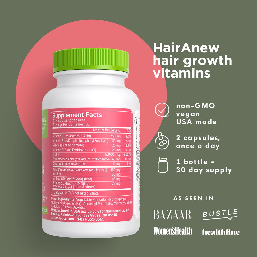 Hairanew (Unique Hair Growth Vitamins with Biotin) - Tested - for Hair, Skin & Nails - Women & Men - Addresses Vitamin Deficiencies That Could Be the Cause of Hair Loss/Lack of Regrowth