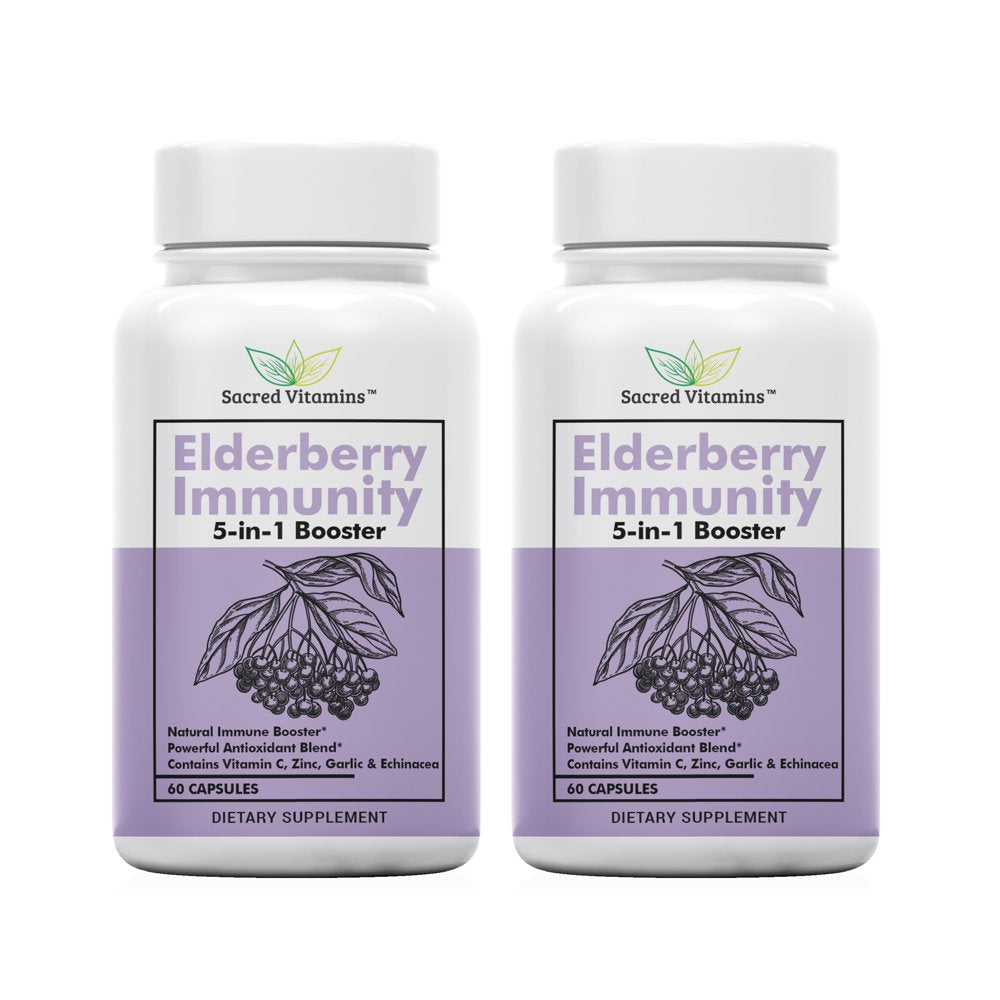 Premium Elderberry Immune Support Supplement - Immune Booster for Adults with Vitamin C, Elderberry, & Zinc - Immune System Booster, Packed with Antioxidants for Overall Wellness (2-Pack)