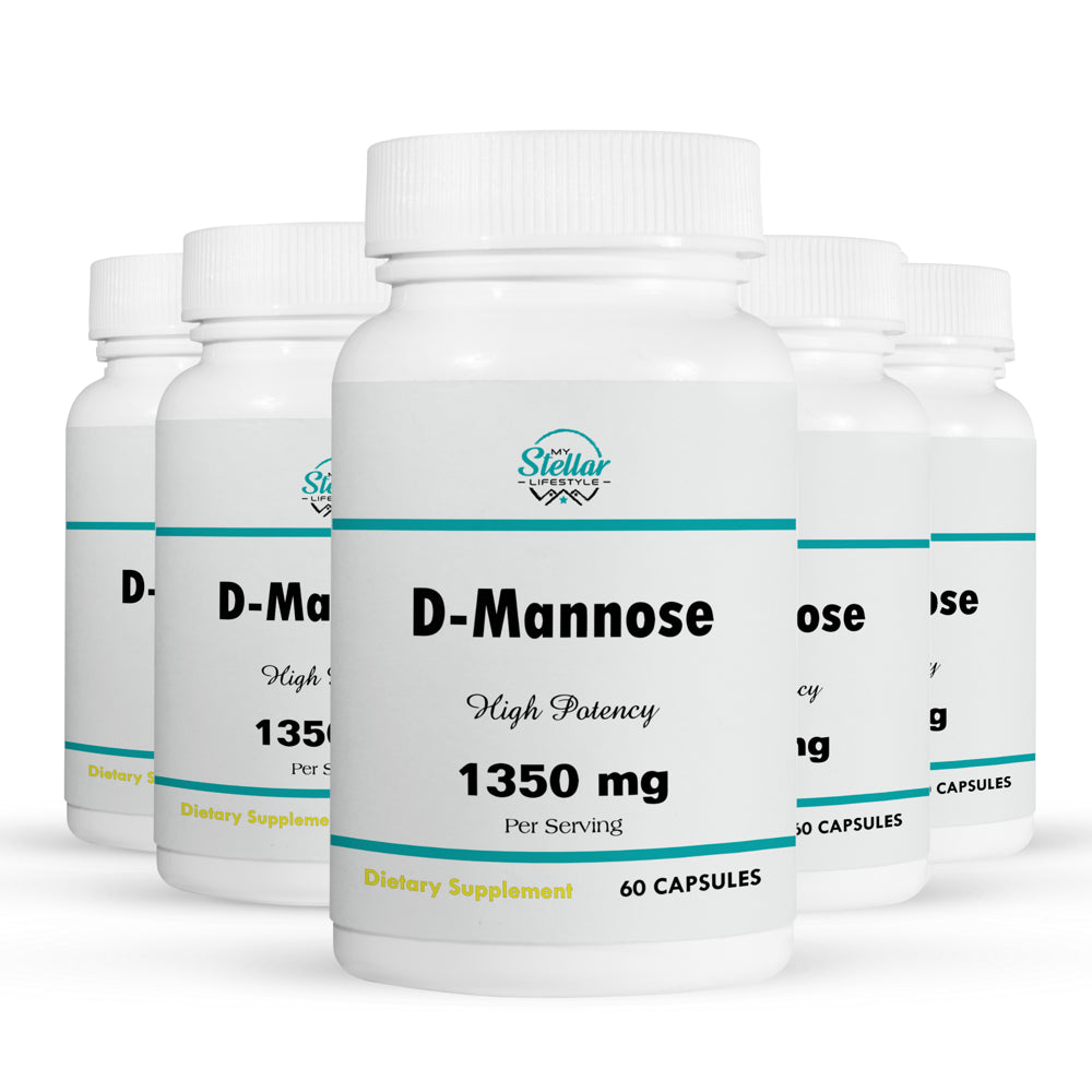 5 Pack D-Mannose 1350Mg W/ Cranberry Potent UTI Relief Urinary Tract Bladder Cleanse-60 Capsules X5