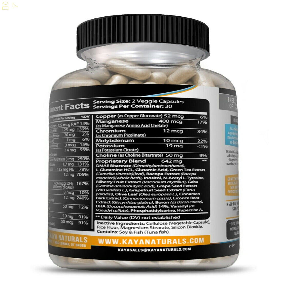 (2 Pack) Brain & Focus, Memory, Function, Clarity Nootropic Supplement | Compare to Focus Factor Active Ingredients