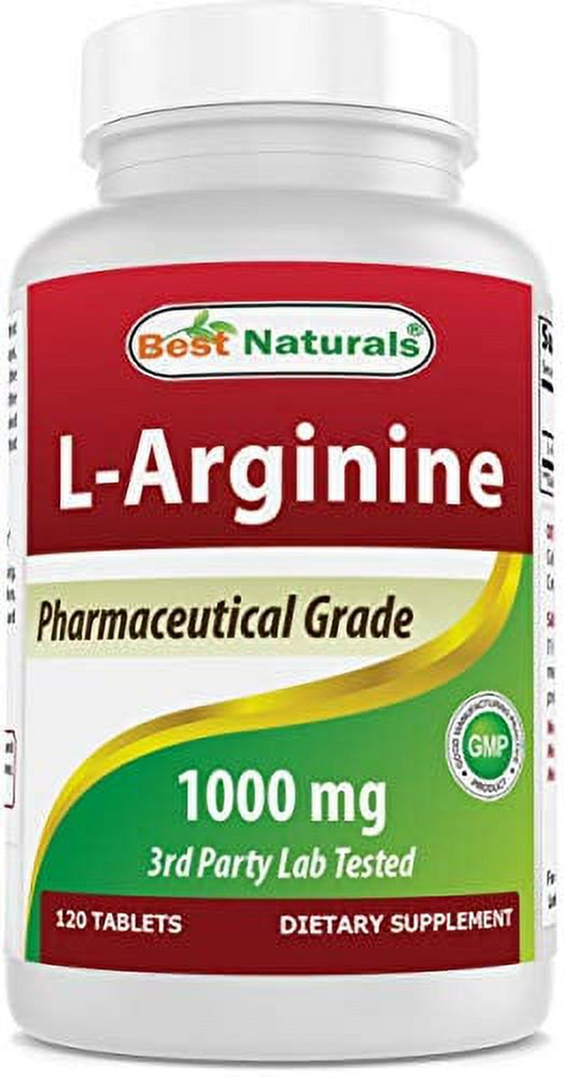 (New Improved Formula) Best Naturals L-Arginine 1000 Mg 120 Tablets - Pharmaceutical Grade L Arginine Supplement Promotes Nitric Oxide Synthesis