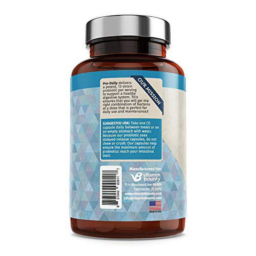 Vitamin Bounty Pro Daily Probiotic + Prebiotic - 13 Strains, Delayed Release Capsules - Including Lactobacillus Acidophilus, Rhamnosus and Saccharomyces Boulardii