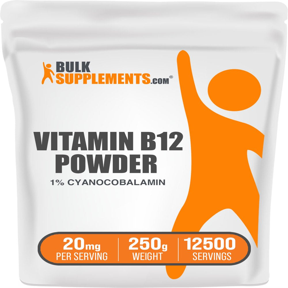 Bulksupplements.Com Vitamin B12 1% (Cyanocobalamin) Powder - Energy Vitamins - Vitamin B12 Supplements - Vegan B12 Vitamin (250 Grams)