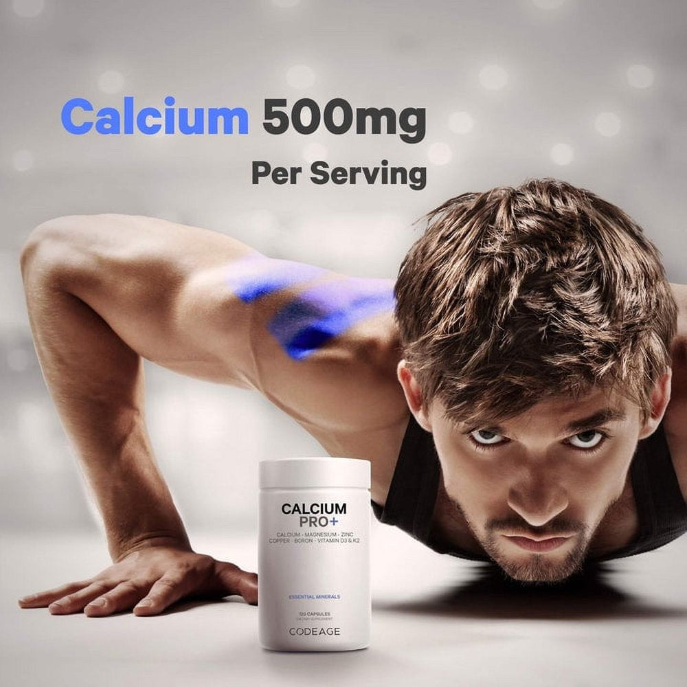 Codeage Calcium Supplement, Magnesium Zinc Copper Boron, Vitamin D3 + K2, 120 Ct