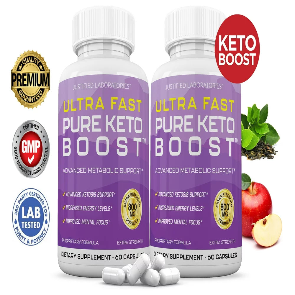 (2 Pack) Ultra Fast Pure Keto Boost Pills Advanced BHB Ketogenic Supplement Exogenous Ketones Ketosis Support for Men Women 120 Capsules