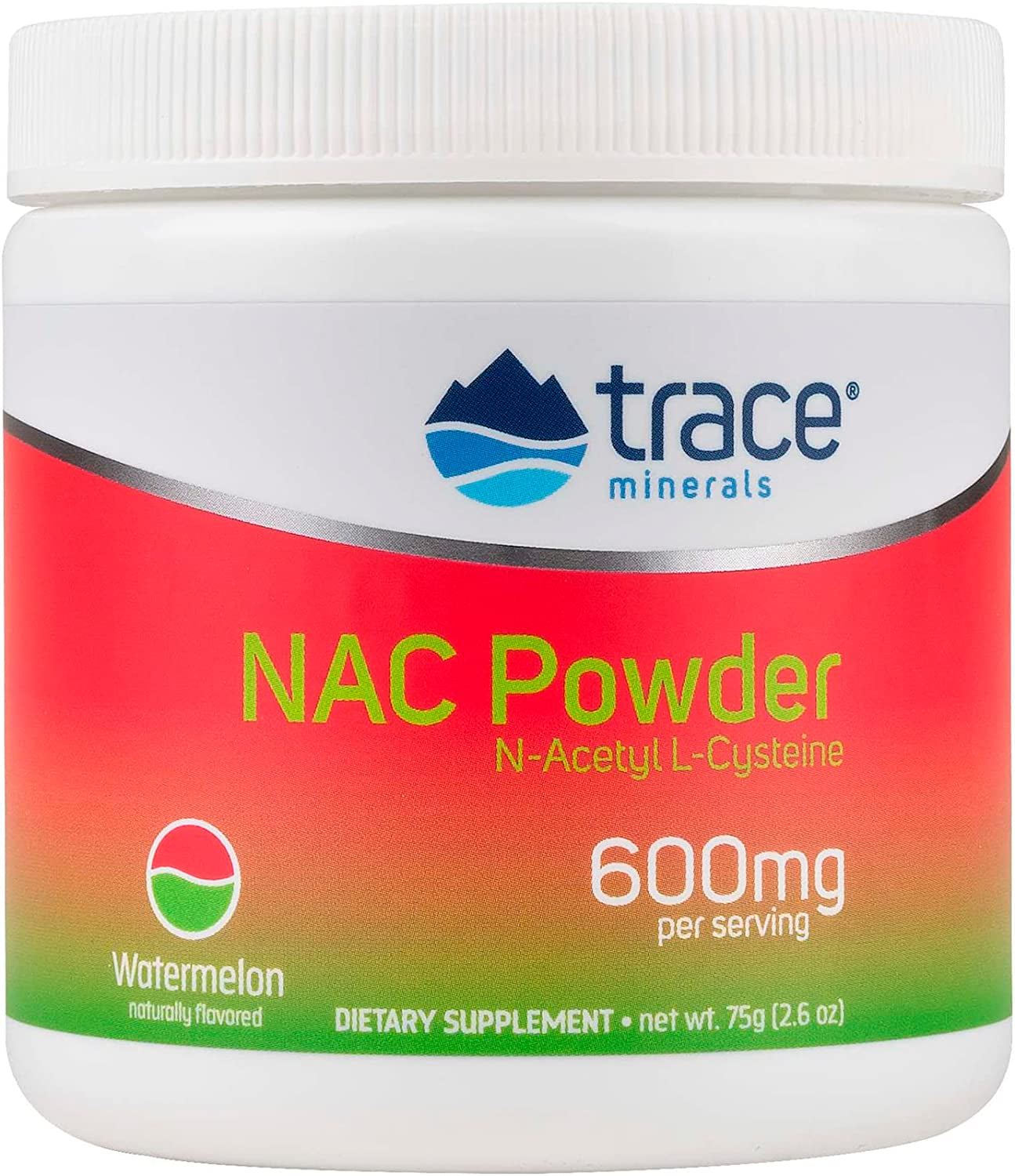 Trace Minerals | NAC Powder with N-Acetyl L-Cysteine Amino Acids | 600 Mg to Support Immune System and Normally Functioning Liver and Kidneys | Natural Watermelon Flavor | 30 Servings, 2.6 Oz Jar