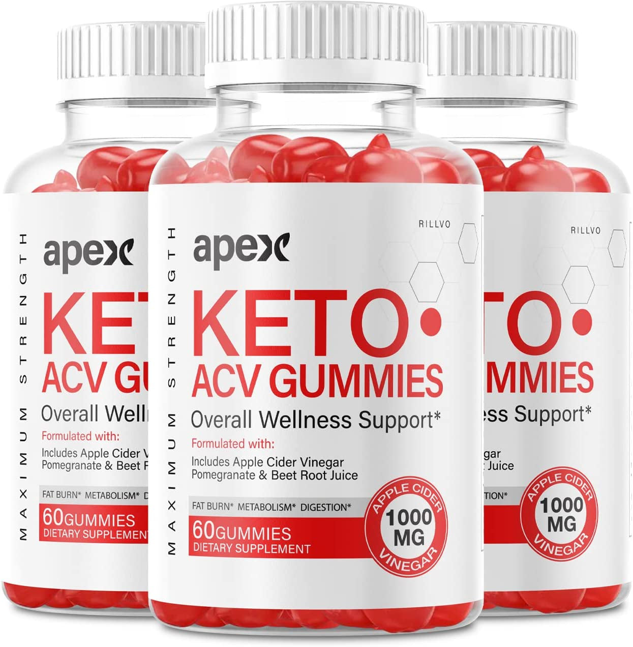 (3 Pack) Apex Keto ACV Gummies Apex Keto Advanced Formula Overall Wellness Support (180 Gummies)