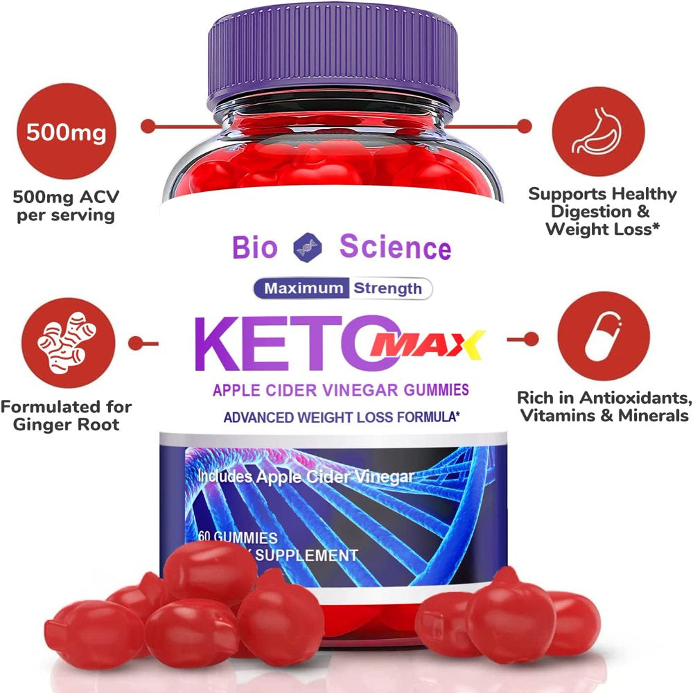 (1 Pack) Bioscience Max Keto ACV Gummies - Supplement for Weight Loss - Energy & Focus Boosting Dietary Supplements for Weight Management & Metabolism - Fat Burn - 60 Gummies