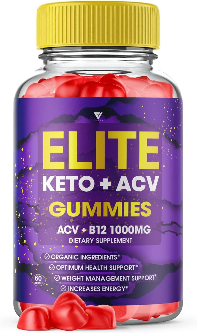 Elite Keto ACV Gummies AVC, Elite Keto plus ACV Advanced Weight Loss Gummies, Eliteketo Keto+Acv Apple Cider Vinegar Supplement Diet Works Fast Appetite Rapido (60 Gummies)