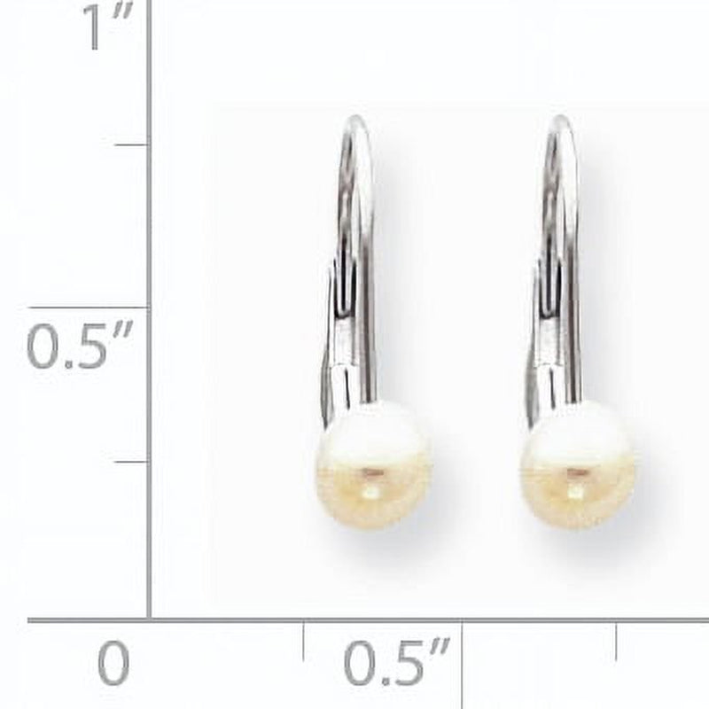 14K White Gold 5-6Mm round Freshwater Cultured Pearl Leverback Earrings XLBW55PL