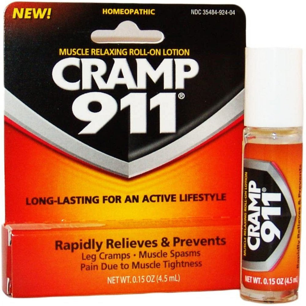 5 Pack - Cramp 911 Muscle Relaxing Roll-On Lotion 0.15Oz Each