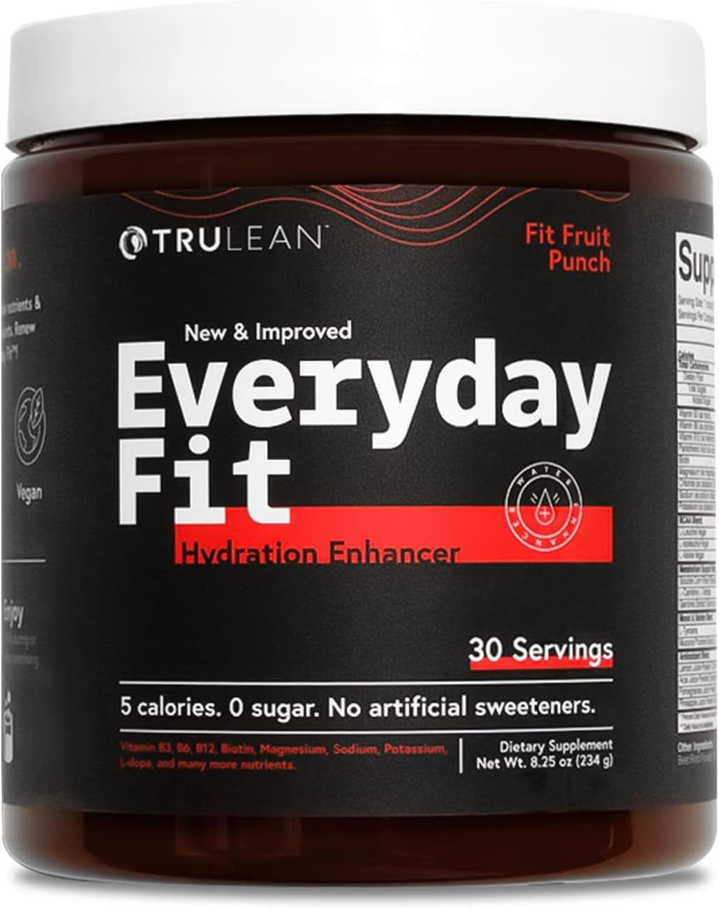 TRULEAN Everyday Fit Water Enhancer Sugar Free Electrolyte Powder Drink BCAA Blend Keto Amino Acid Supplement Delicious Fit Fruit Punch 30 Servings (Pack of 1)