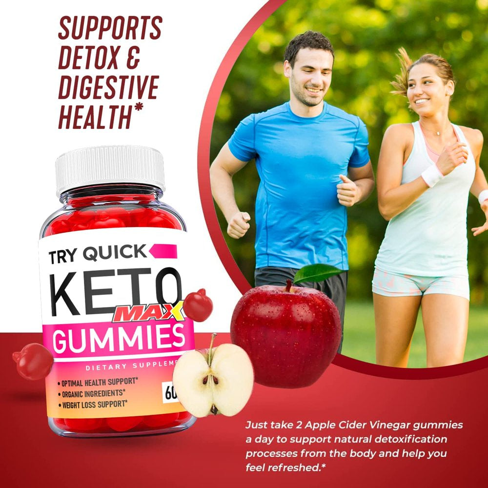 (2 Pack) Try Quick Max Keto ACV Gummies - Supplement for Weight Loss - Energy & Focus Boosting Dietary Supplements for Weight Management & Metabolism - Fat Burn - 120 Gummies