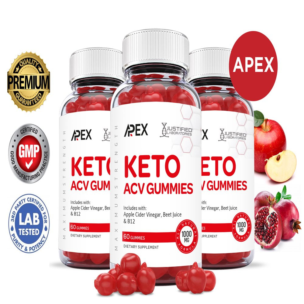 (3 Pack) Apex Keto ACV Gummies 1000MG Dietary Supplement 180 Gummys