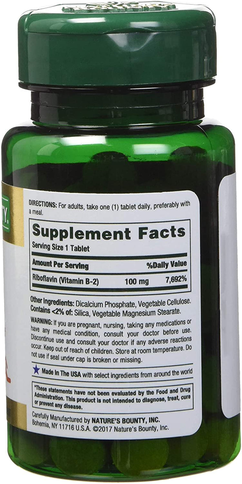 Nature'S Bounty Vitamin B-2 100 Mg, 100 Coated Tablets