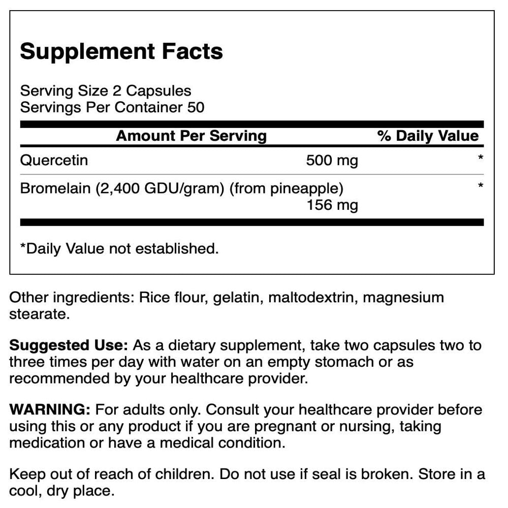 Swanson Dietary Supplements Quercetin & Bromelain Capsule 100Ct