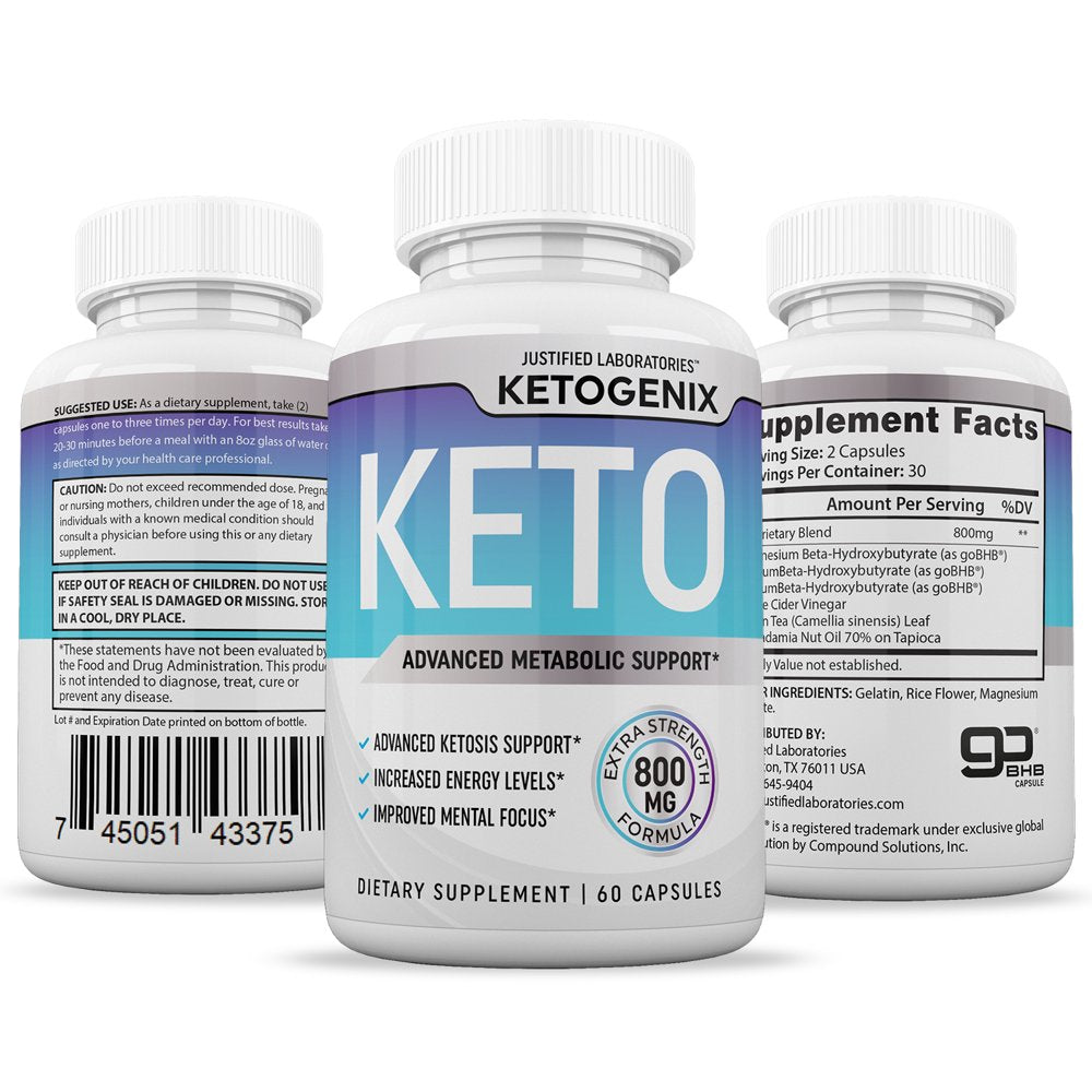 (2 Pack) Justified Laboratories Ketogenix Keto Supplement Includes Gobhb 120 Capsules